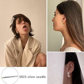 Trendy 9 Pairs Gold Open Hoop Earrings Set for Women