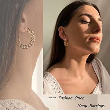 Trendy 9 Pairs Gold Open Hoop Earrings Set for Women