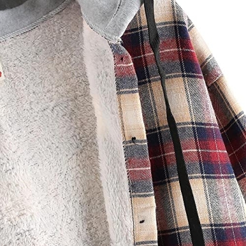 ZAFUL Women's Oversized Plaid Fleece Lined Hooded Jacket