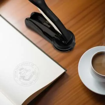 Custom Library Embosser Stamp - EMB083 - Includes 50 Gold Seals - Perfect for Customizing Books, Ex Libris, Personalized Journals and More.