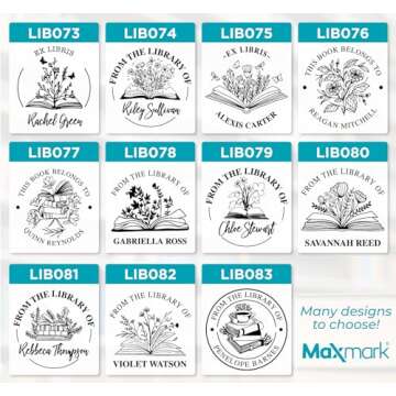 Custom Library Embosser Stamp - EMB083 - Includes 50 Gold Seals - Perfect for Customizing Books, Ex Libris, Personalized Journals and More.