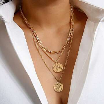 LILIE&WHITE Gold Coin Necklaces for Women in Flying Horse and Owl Cute Simple Dainty Neckalce Layered Necklaces Chokers Jewelry