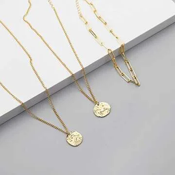 LILIE&WHITE Gold Coin Necklaces for Women in Flying Horse and Owl Cute Simple Dainty Neckalce Layered Necklaces Chokers Jewelry