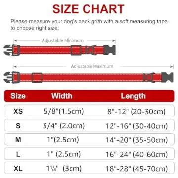 Joytale Reflective Dog Collar for Medium Dogs in Red