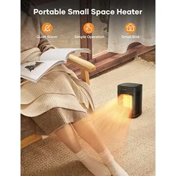 500W PTC Small Ceramic Electric Heater, Portable Electric Space Heater with One-Click, Fast Safety Heating, Overheating and Tip-Over Protection, Mini Space Heater for Indoor Use Office Bedroom