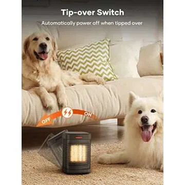 500W PTC Small Ceramic Electric Heater, Portable Electric Space Heater with One-Click, Fast Safety Heating, Overheating and Tip-Over Protection, Mini Space Heater for Indoor Use Office Bedroom