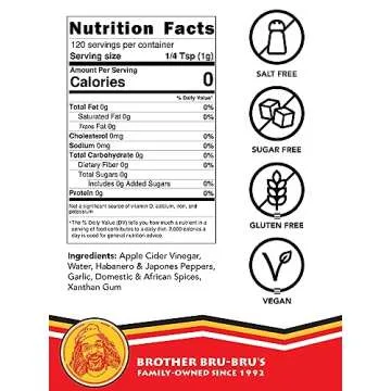 Brother Bru-Bru’s Hot Sauce – No Sodium, Salt Free, Sugar Free, Gluten Free, Vegan – African Hot Pepper Habanero Sauce, Seasoning & Spice – 5 oz (5 Ounce (Pack of 3), Habanero & African Spices)