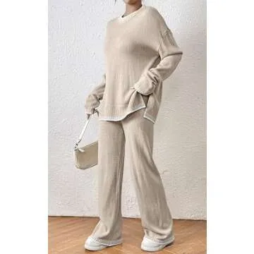 Angashion Women's Stylish 2 Piece Sweater Set for All Seasons