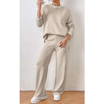 Angashion Women's Stylish 2 Piece Sweater Set for All Seasons