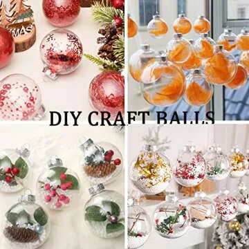 3.15 inch Valentines Day Ball Ornaments Clear Plastic Ornament Balls,12pcs DIY Fillable Christmas Ornaments Balls,Clear Plastic Fillable Ornament Ball (12, Silver Cover-Round Balls)