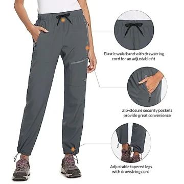 BALEAF Women's Lightweight Hiking Pants with Zip Pockets