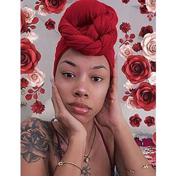 Stylish Harewom Hair Wrap for Black Women in Wine Red