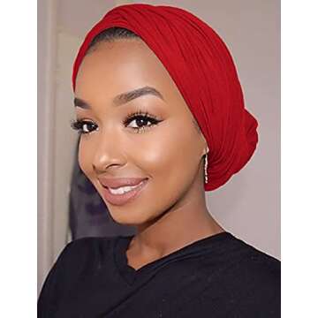 Stylish Harewom Hair Wrap for Black Women in Wine Red