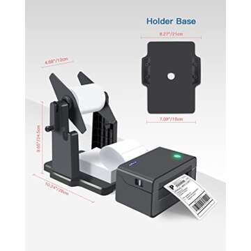 POLONO Label Holder, 2 in 1 Fan-Fold Stack Paper Thermal Label Holder for Rolls and Fanfold Labels, Shipping Label Holder for Desktop Label Printer Accessory for Home, Office (Black)