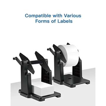 POLONO Label Holder, 2 in 1 Fan-Fold Stack Paper Thermal Label Holder for Rolls and Fanfold Labels, Shipping Label Holder for Desktop Label Printer Accessory for Home, Office (Black)