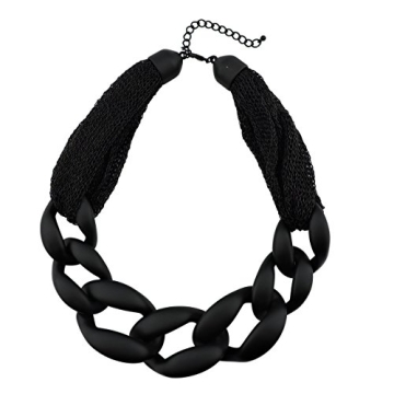 Bocar Statement Chunky Fashion Acrylic Paint Beads Choker Net Chain Necklace for Women Gifts (NK-105...