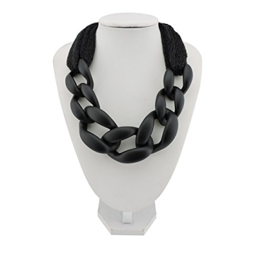 Bocar Statement Chunky Fashion Acrylic Paint Beads Choker Net Chain Necklace for Women Gifts (NK-10510-black)