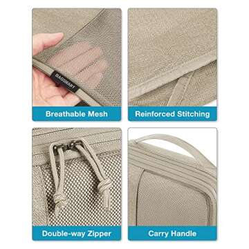 BAGSMART Compression Packing Cubes for Travel, 6 Set Travel Packing Cubes for Carry on Suitcases, Compression Travel Cubes & Suitcase Organizer for Packing with Shoe Bag Khaki