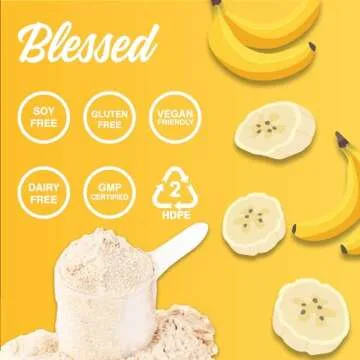 Blessed Vegan Protein Powder - Plant Based Protein Powder Meal Replacement Protein Shake, 23g of Pea Protein Powder, Dairy Free, Gluten Free, Soy Free, No Sugar Added, 30 Servings (Banana Bread)