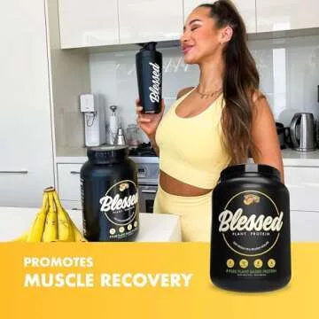 Blessed Vegan Protein Powder - Plant Based Protein Powder Meal Replacement Protein Shake, 23g of Pea Protein Powder, Dairy Free, Gluten Free, Soy Free, No Sugar Added, 30 Servings (Banana Bread)