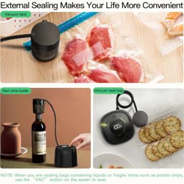 3 in 1 Electric Mason Jar Vacuum Sealer Kit with External Assembly Vacuum Pump for Food Storage, Automatic Vacuum Sealer Compatible with Vacuum Bag,Wine Bottle,Wide Mouth and Regular Mouth Mason Jars