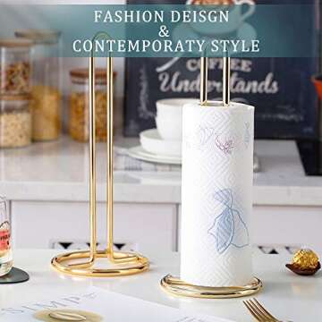Akamino Rose Gold Paper Towel Holder for Kitchen Countertops
