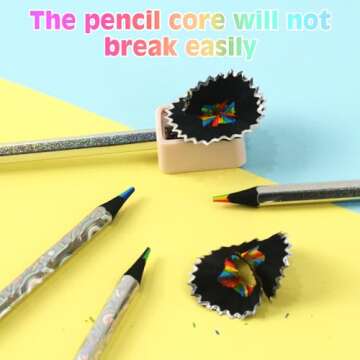nsxsu 24 Pcs 7 in 1 Rainbow Pencils, Wooden Colored Pencils for Kids, Fun Pencils Multi color Pencil Art Supplies, Party Favor Bags Classroom Gifts, Pre-sharpened