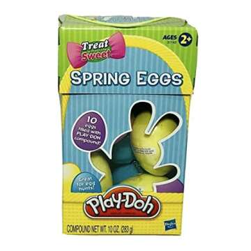 Easter Egg Hunt Filled Plastic Eggs- 10 Pack of 1 Oz Colorful Kids Doh- Play & Mold to Fun Dough Shapes -Candy Alternative for Bunny Basket Stuffers, Pinata Toys, Kids Party Favors- Non-Toxic, Ages 2+