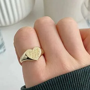COLORFUL BLING Personalized Fuck Off Heart Band Ring - Size 8