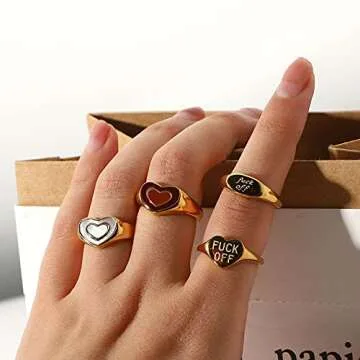 COLORFUL BLING Personalized Heart Band Ring for Women