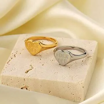 COLORFUL BLING Personalized Heart Band Ring for Women