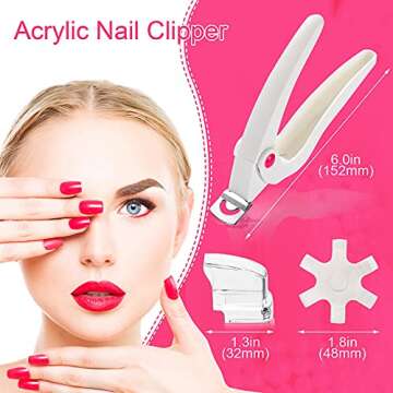 ANCIRS Acrylic Nail Clipper, Adjustable Stainless Steel Nail Tip Cutter, Artificial Fake Nail Trimmer for False Nail Art Manicure Project- White