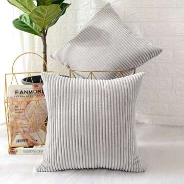 MERNETTE Pack of 2, Corduroy Soft Decorative Square Throw Pillow Cover Cushion Covers Pillowcase, Ho...