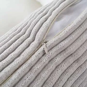 MERNETTE Pack of 2, Corduroy Soft Decorative Square Throw Pillow Cover Cushion Covers Pillowcase, Home Decor Decorations for Sofa Couch Bed Chair 18x18 Inch/45x45 cm (Striped Light Grey)