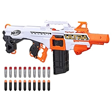 NERF Ultra Select Fully Motorized Blaster - Fire for Distance or Accuracy, Includes Clips and Darts,...