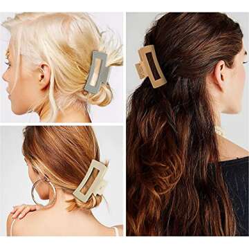 NIZA 8 PCS Durable Jumbo Claw Clips for Hair