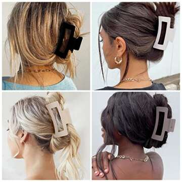 NIZA 8 PCS Durable Jumbo Claw Clips for Hair