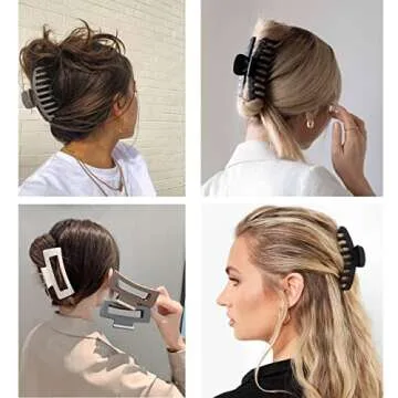 NIZA 8 PCS Durable Jumbo Claw Clips for Hair