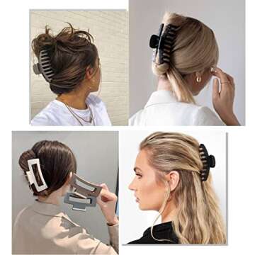 NIZA 8 PCS Durable Jumbo Claw Clips for Hair