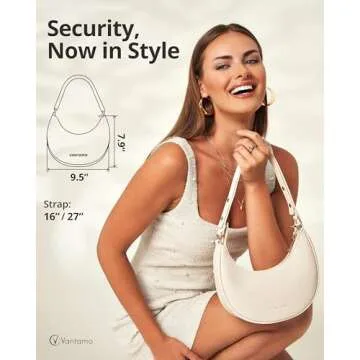 Half Moon Clutch Bag for Women - Stylish Vegan Leather Purse with Security Features