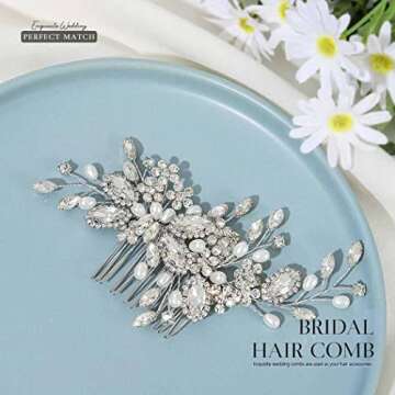 Casdre Crystal Bride Wedding Hair Comb Pearl Bridal Hair Piece Hair Accessories for Women and Girls (A Silver)