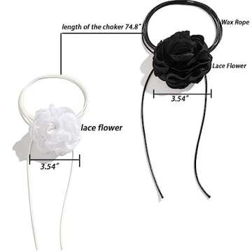 yfstyle Flower Choker for Women Rose Choker Necklace Big Flower Velvet Choker Floral Choker Rose Flower Choker Lace Choker Women's Choker Necklaces Bride Wedding Party Summer Necklaces-2pcs Band W