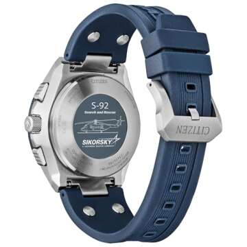 Citizen Men's Eco-Drive Promaster Sikorsky Watch, Blue Dial, Blue Rubber Strap, Atomic Timekeeping (Model: JY8156-00L)