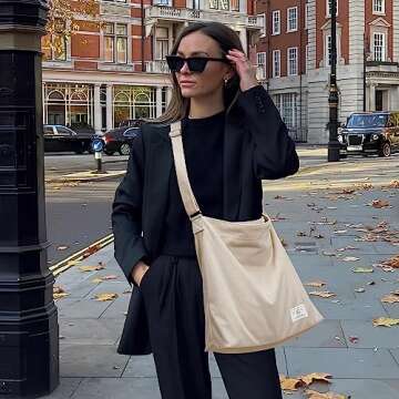 KALIDI Corduroy Tote Bag for Women Casual Zipper Tote Handbag Large Crossbody Hobo Shoulder Bag Fashion Shopper Women Work Tote Purse, Cream White