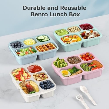 Reusable Bento Lunch Box with 5 Compartments for Meal Prep