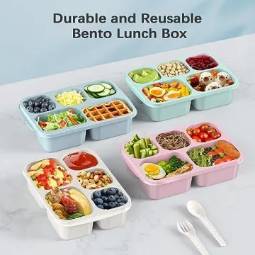Reusable Bento Lunch Box with 5 Compartments for Meal Prep