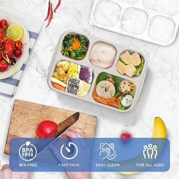 Reusable Bento Lunch Box with 5 Compartments for Meal Prep