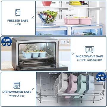 Reusable Bento Lunch Box with 5 Compartments for Meal Prep