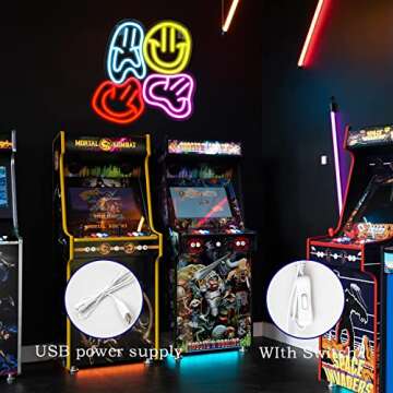 FAXFSIGN Smile Faces Neon Sign Led Colorful Distorted Happy Faces Neon Light Signs for Wall Decor Usb Light Up Signs for Kids Bedroom Aesthetic Preppy Room Decor Party Decoration Teens Gifts