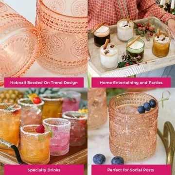 Vintage Beaded Drinking Glasses Set for Entertaining